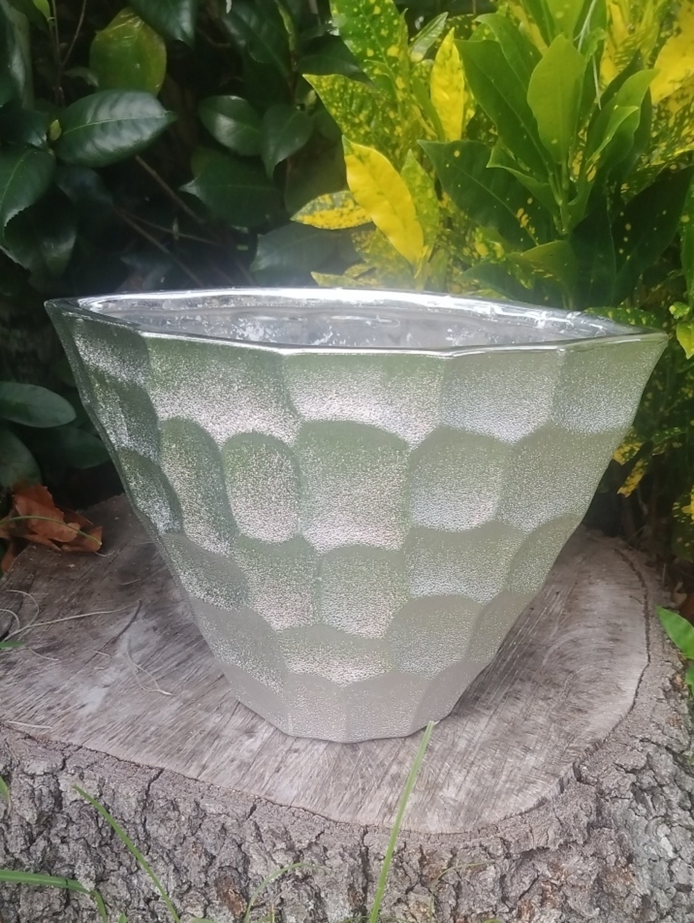 Silver Textured Decorative Planter ,Vase - Home Art